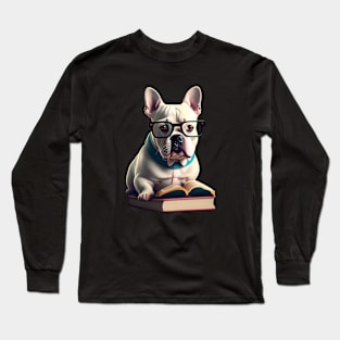 Bookish Dog Bulldog Long Sleeve T-Shirt